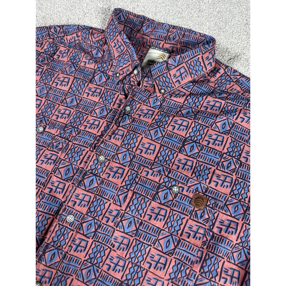 Solaris Outdoors Shirt Men LG Geometric Aztec Tribal Back Step Summer Button Dow